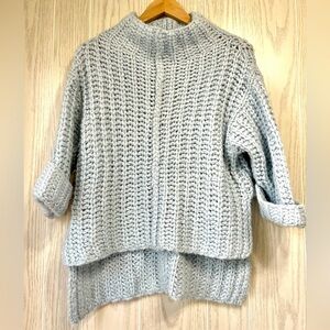 Anthropologie acrylic & alpaca wool light blue chunky sweater, Size XS EUC